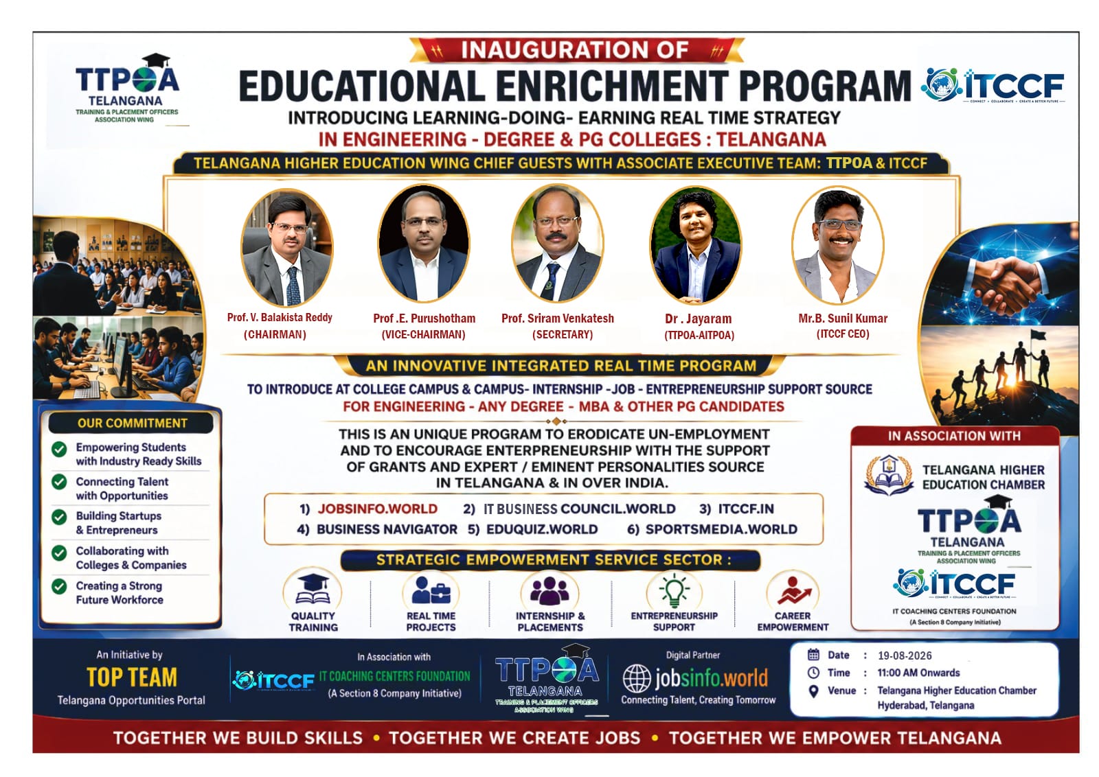 Poster for the inauguration of the Educational Enrichment Program by TTPOA and ITCCF